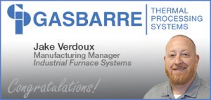 Gasbarre Employee Promotion - Jake Verdoux